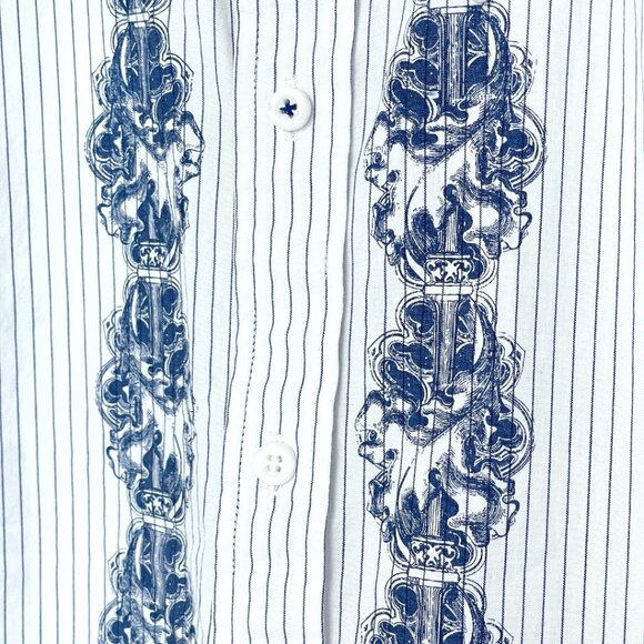 Pronto-Uomo Hand Stitched Shirt Mens Size XL Blue Stripe Button Down Cotton - Picture 4 of 12